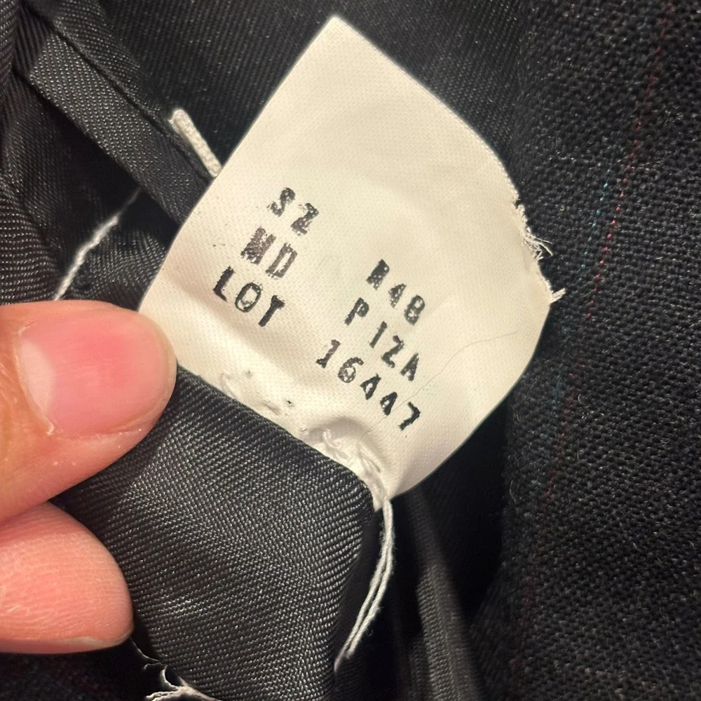 Oleg Cassini Mens Pinstripe Double Breasted Blazer Blue Peak Lapel Jacket 48R
